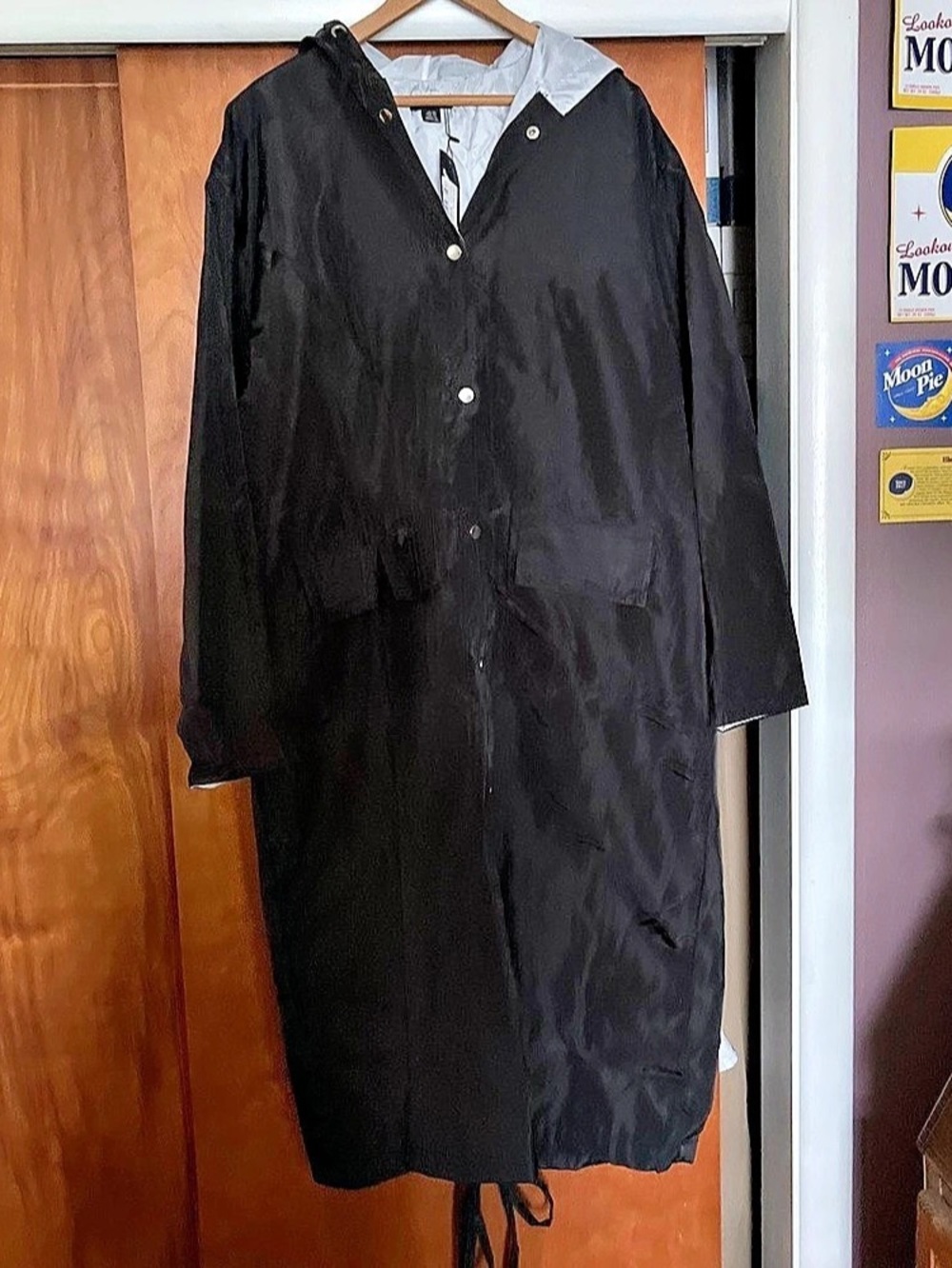 boohoo Black Hooded Coat Size US 22